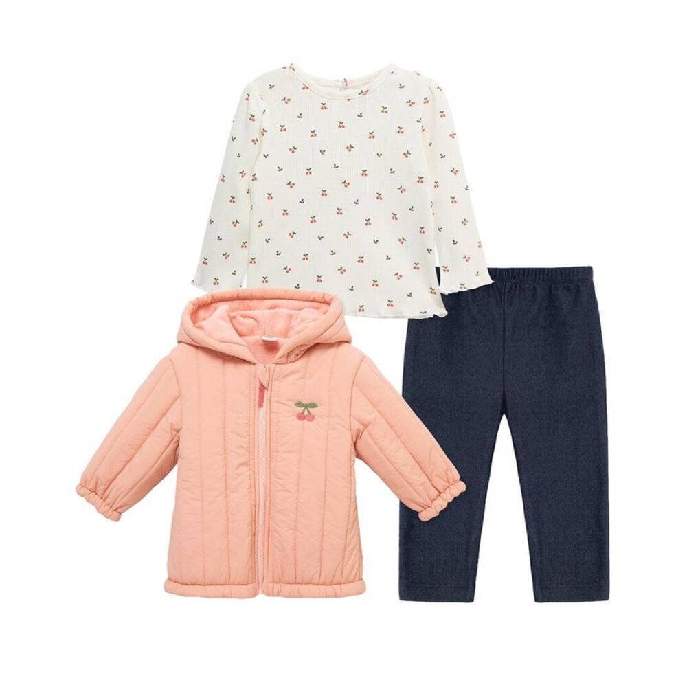 Little Me Girls  3Pc Cherry Jacket Set, Pink